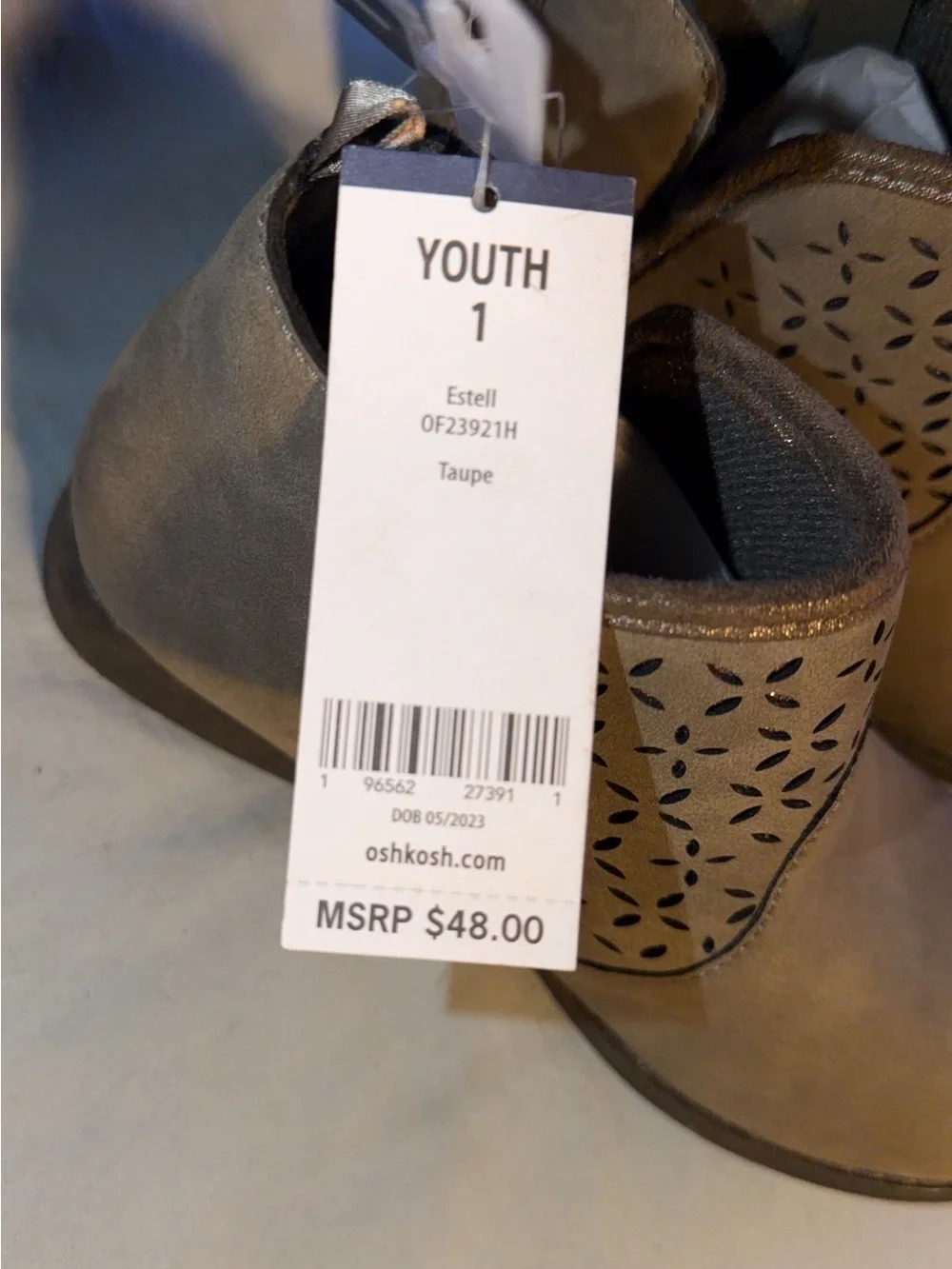 OshKosh B'gosh Taupe Ankle Boots with Cutout Detail